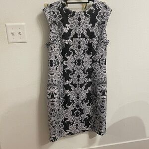 R&K Black and White Ornate Midi Dress